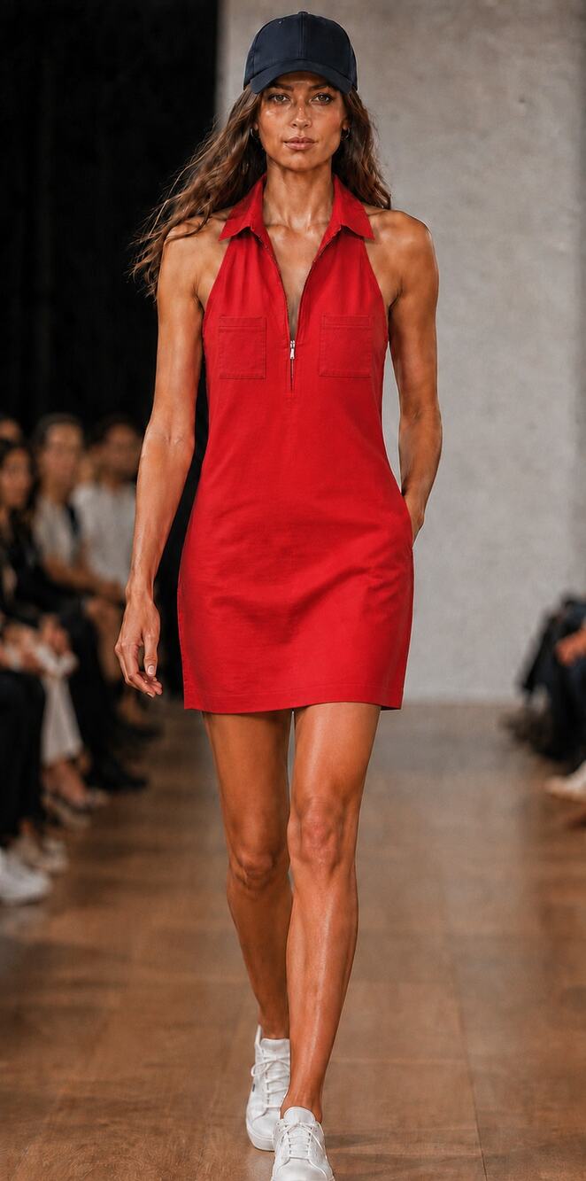 Ralph Lauren Red Sporty Haterneck Scuba Style Dress 8
